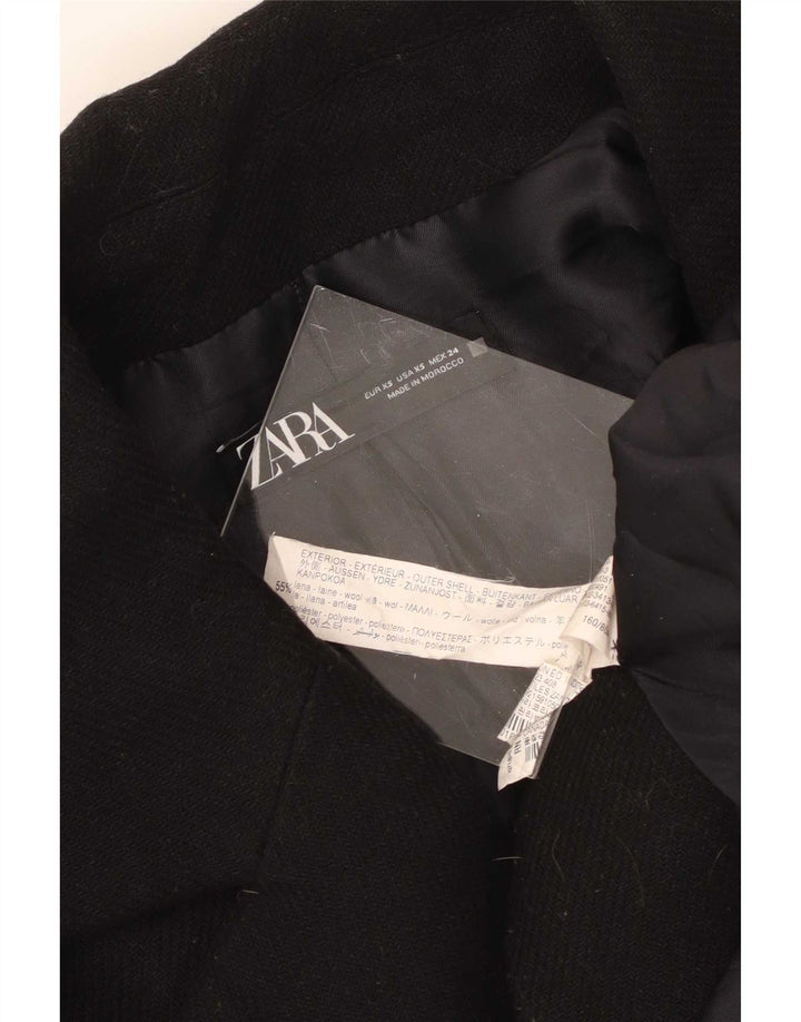 Zara Manteau surdimensionné pour femme UK 6 XS Laine noire