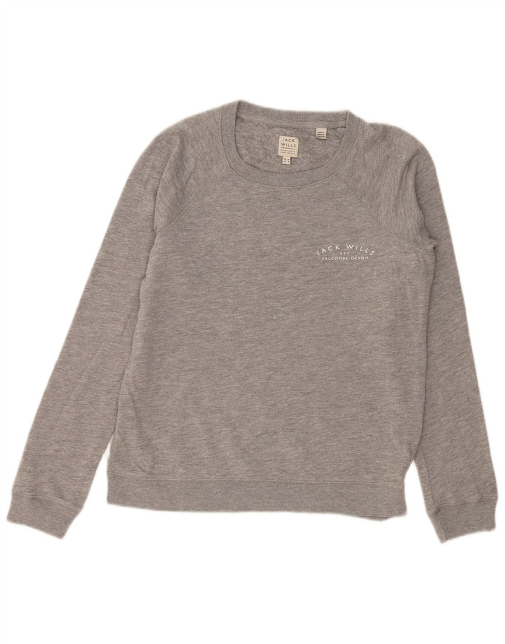 Jack Wills Sweat-shirt pour femme UK 12 Gris moyen moucheté