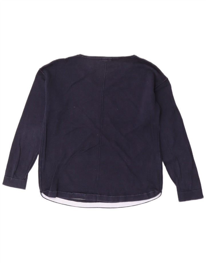 White Stuff Pull col en V pour femme UK 12 Bleu marine moyen Coton