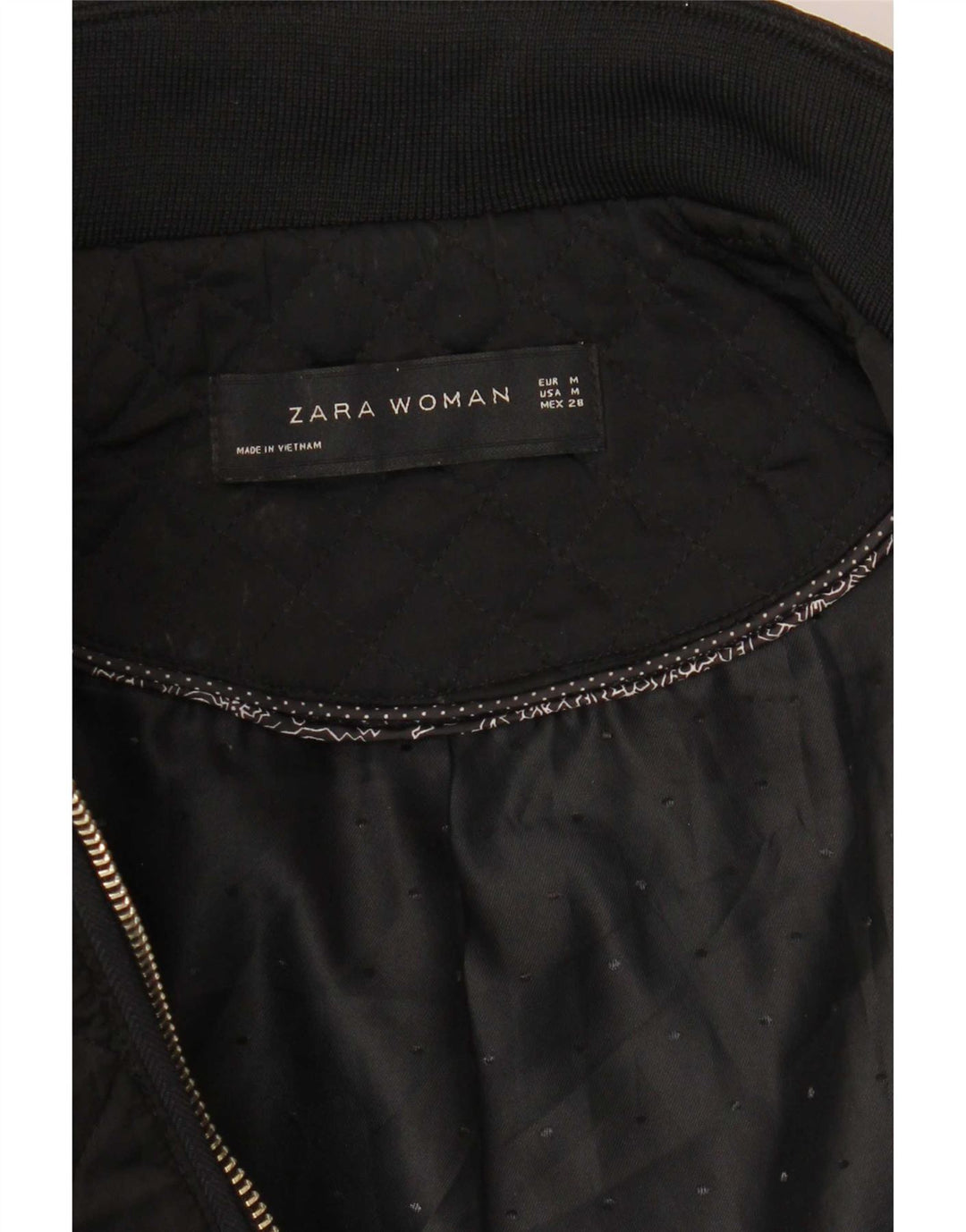 Zara Veste matelassée pour femme UK 12 Medium Noir Polyester