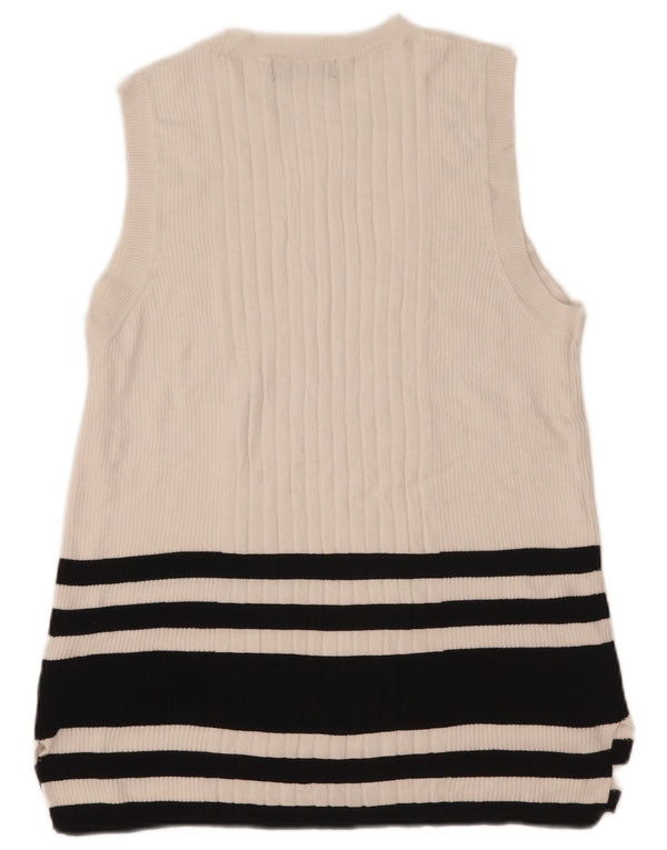 Marks & Spencer Débardeur pour femme UK 14 Large Viscose rayée blanche