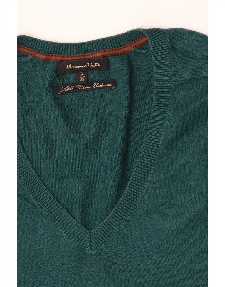 Massimo Dutti Pull col V pour homme en soie verte Taille S