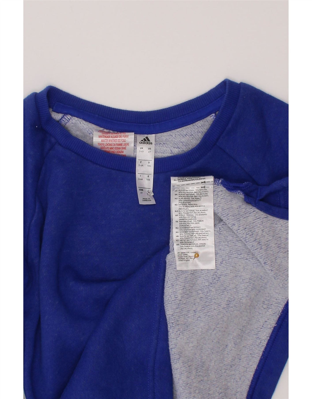Adidas Sweat-Shirt Garçon 3-4 Ans Bleu Coton