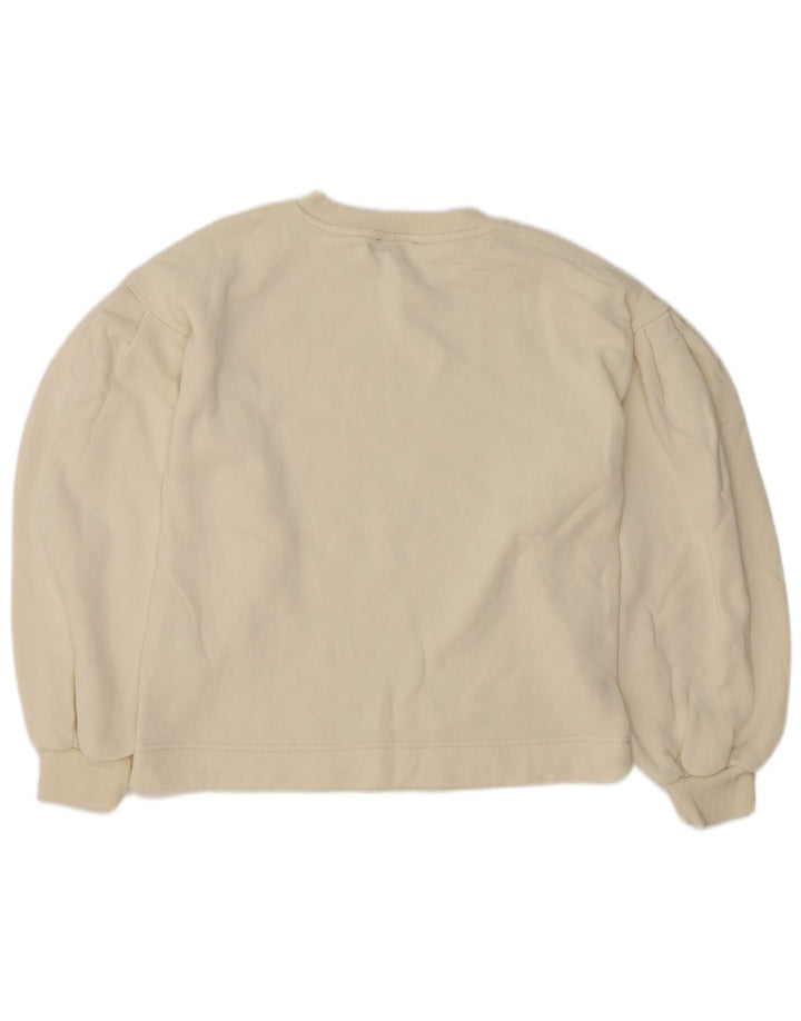 Zara Sweat-shirt surdimensionné pour femme UK 10 Petit coton blanc cassé