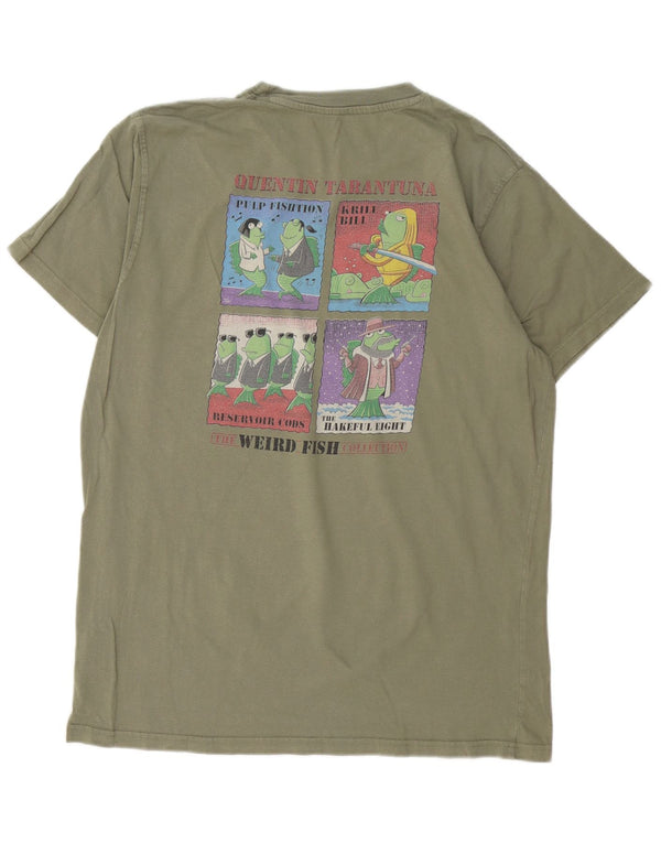 Weird Fish T-Shirt graphique pour hommes, grand coton kaki