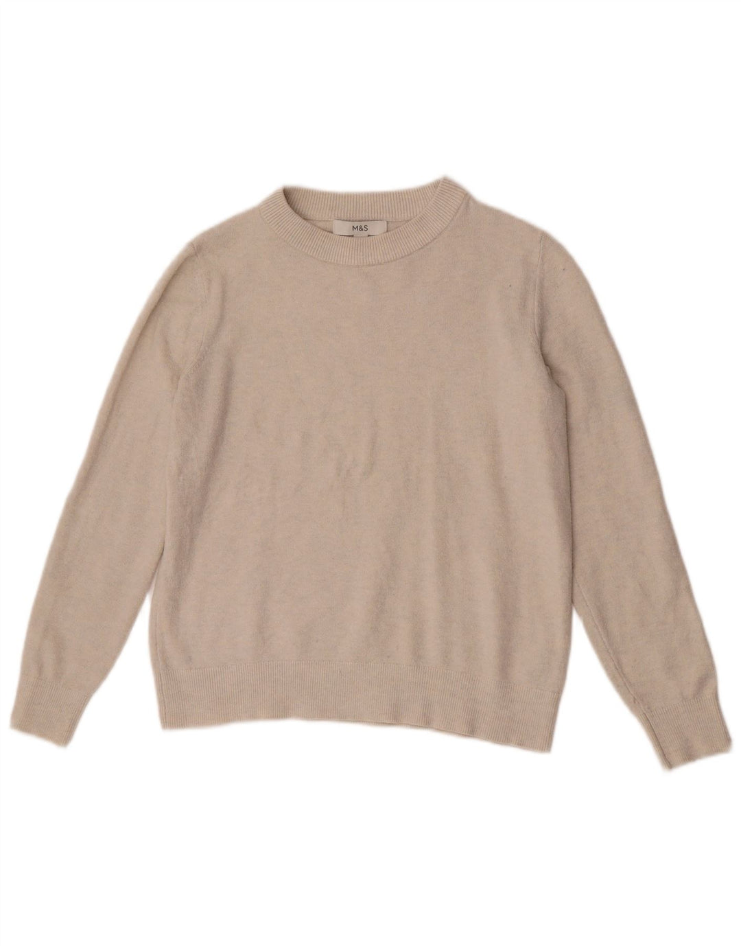 Marks & Spencer Pull col bateau pour femme UK 10 Petit Beige Polyester