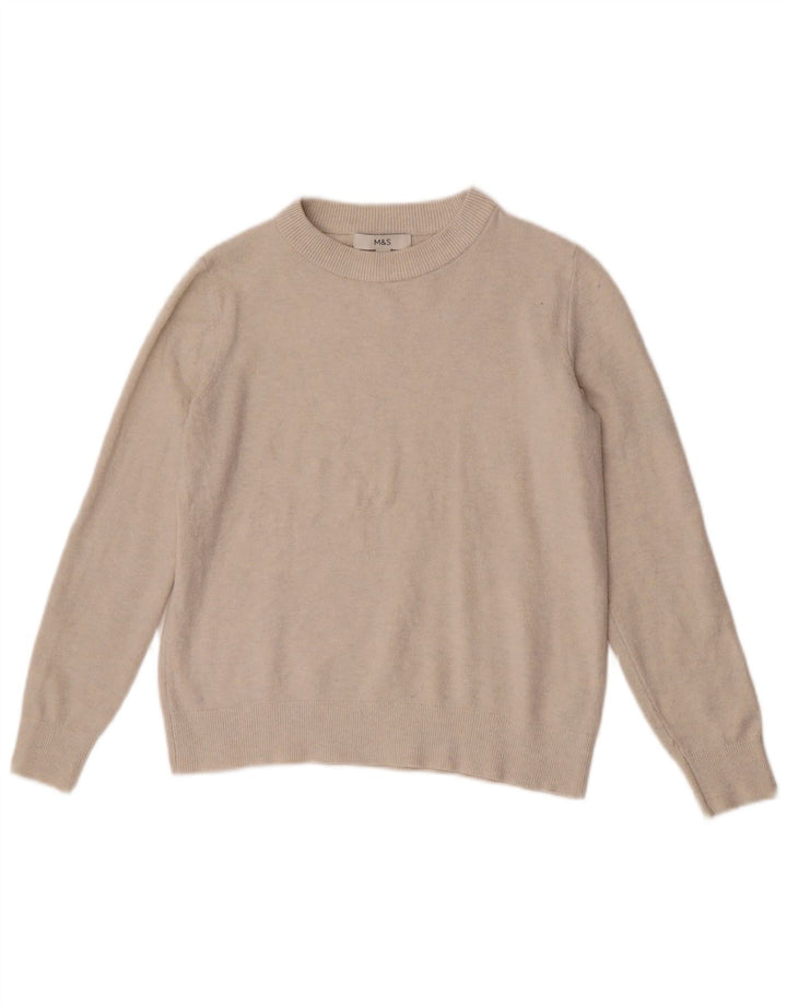 Marks & Spencer Pull col bateau pour femme UK 10 Petit Beige Polyester