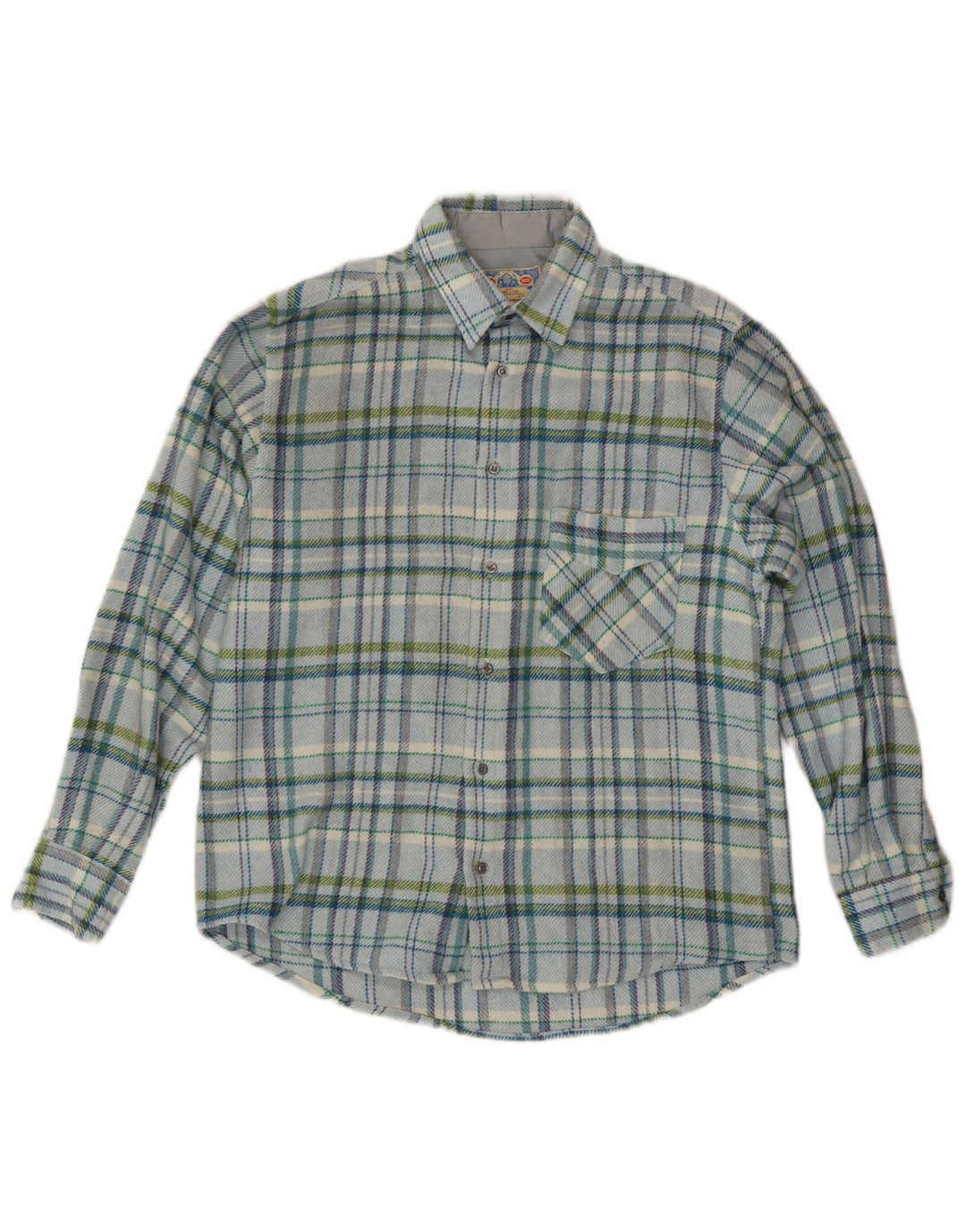 vintage Mens Lumberjack Flanelle Chemise Moyen Bleu Check