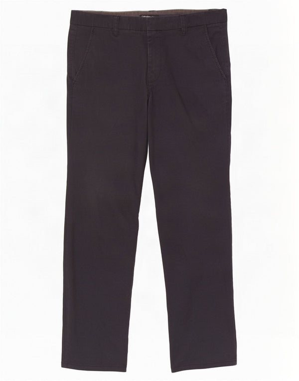 Calvin Klein Pantalon chino slim pour homme W32 L31 Noir en coton à fines rayures