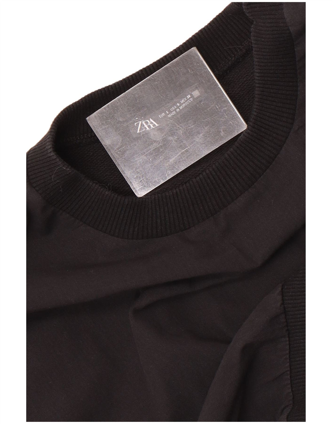 Zara Womens Crop Sweatshirt Jumper UK 10 Petit Noir