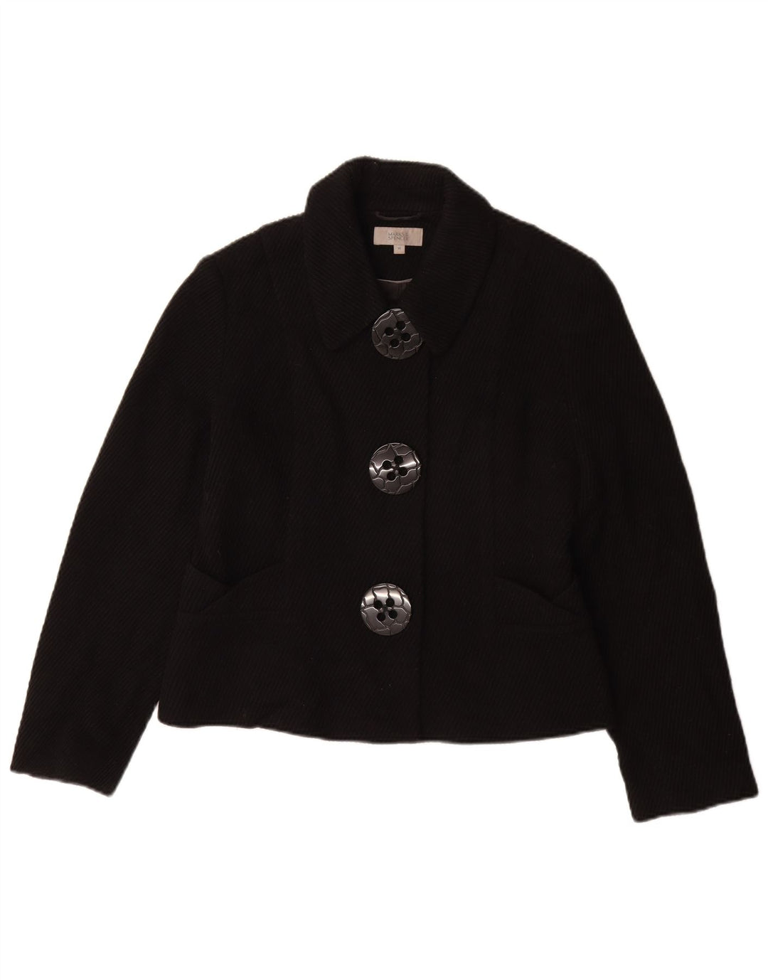 Marks & Spencer Manteau court pour femme UK 14 Medium Noir Viscose