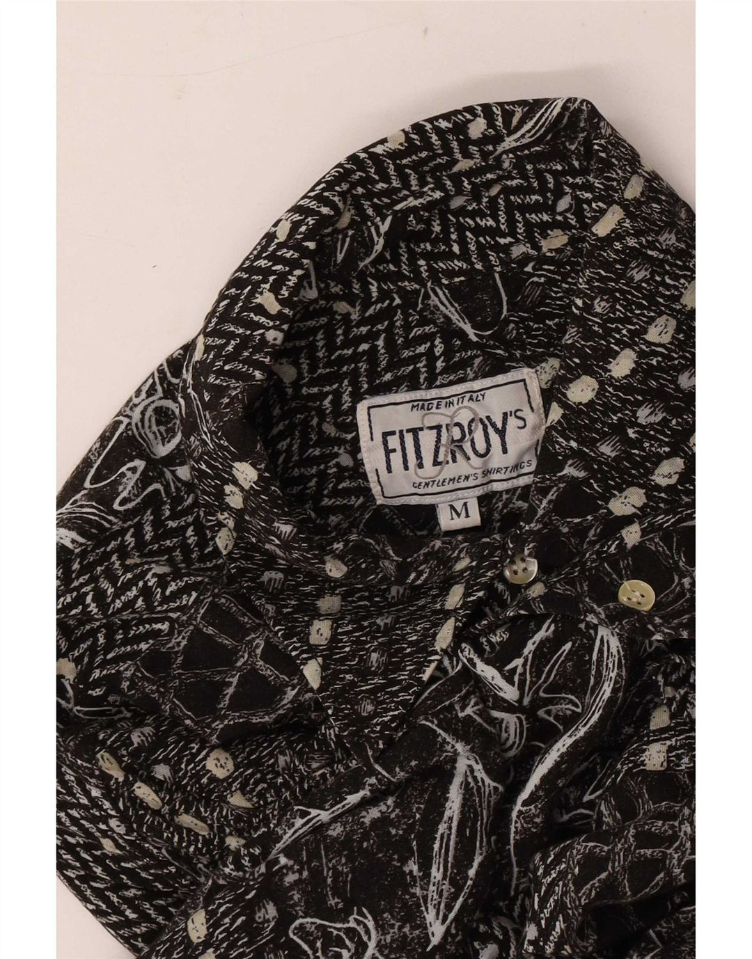 vintage Chemise à manches courtes pour hommes Patchwork noir moyen
