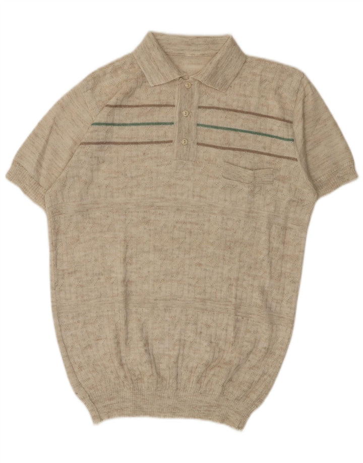Polo Homme Vintage Rayé Beige Moyen