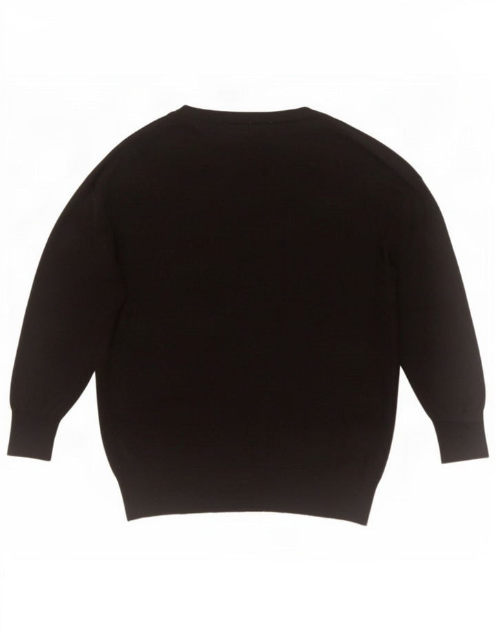 Zara Pull surdimensionné à col en V pour femme UK 10 Petit Noir Polyester
