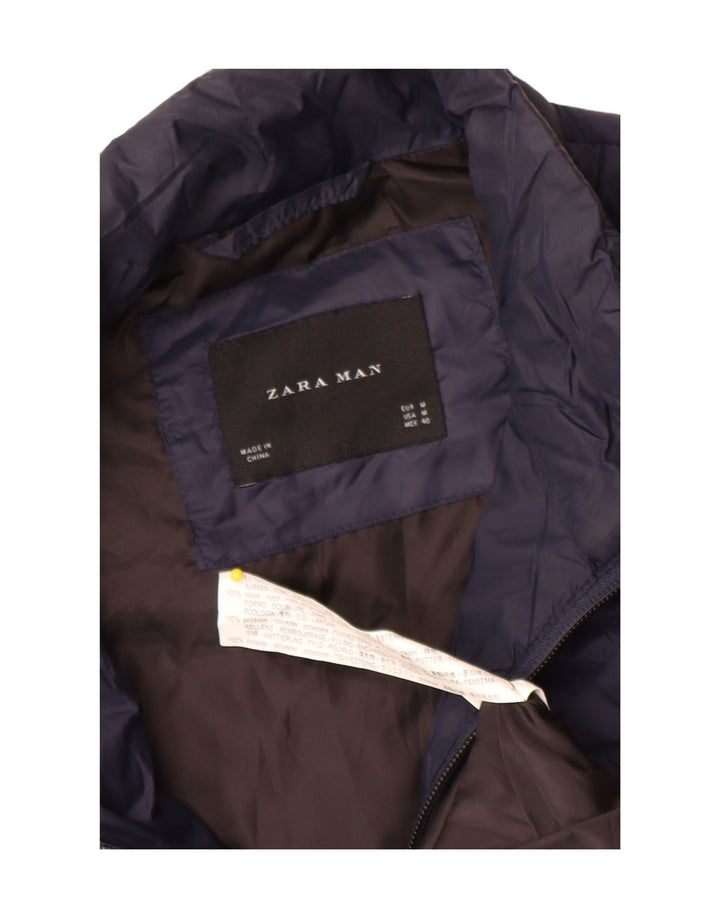 Zara Gilet rembourré pour homme UK 38 Medium Bleu Marine Nylon
