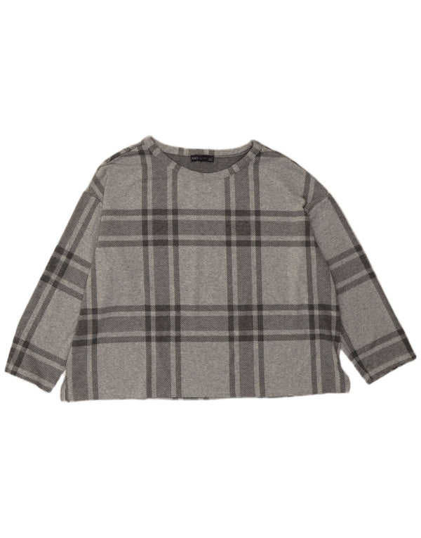 Marks & Spencer Femmes Crop Top Manches 3/4 UK 20 2XL Gris Plaid Polyester