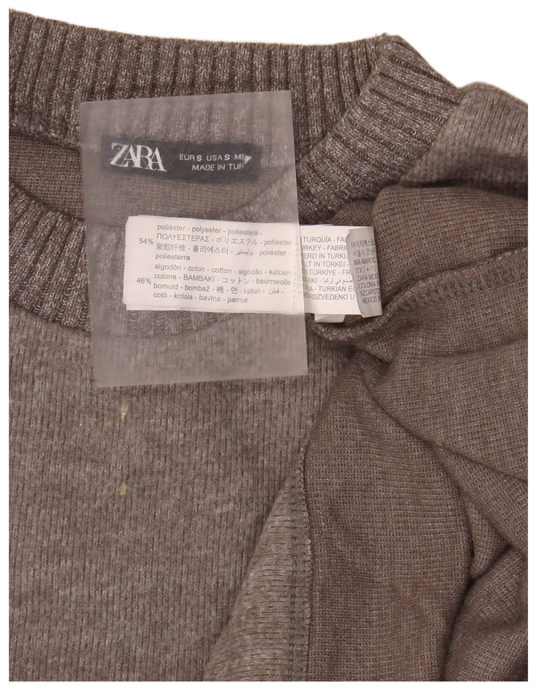 Zara Pull surdimensionné à col rond pour femme UK 10 Petit Gris Polyester