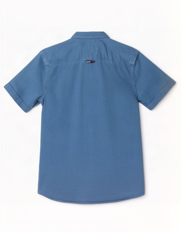 Tommy Hilfiger Chemise en Jean Graphique à Manches Courtes Homme XS Bleu Coton