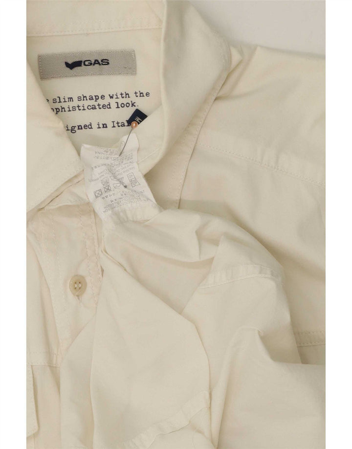 Gas Chemise à Manches Courtes Homme Blanc Moyen Coton