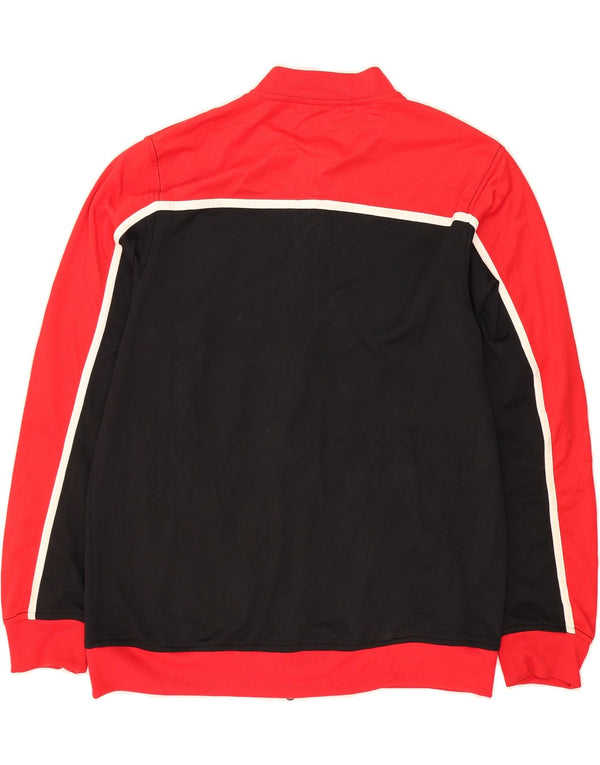 NIKE Mens Dri Fit Tracksuit Top Jacket Large Red Colourblock Polyester