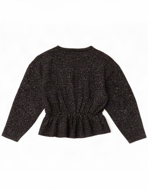 Vintage Womens Boat Neck Jumper Sweater UK 14 Medium Black Flecked
