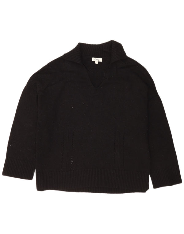 Cos Pull à col polo coupe décontractée pour femme UK 16 Large laine noire