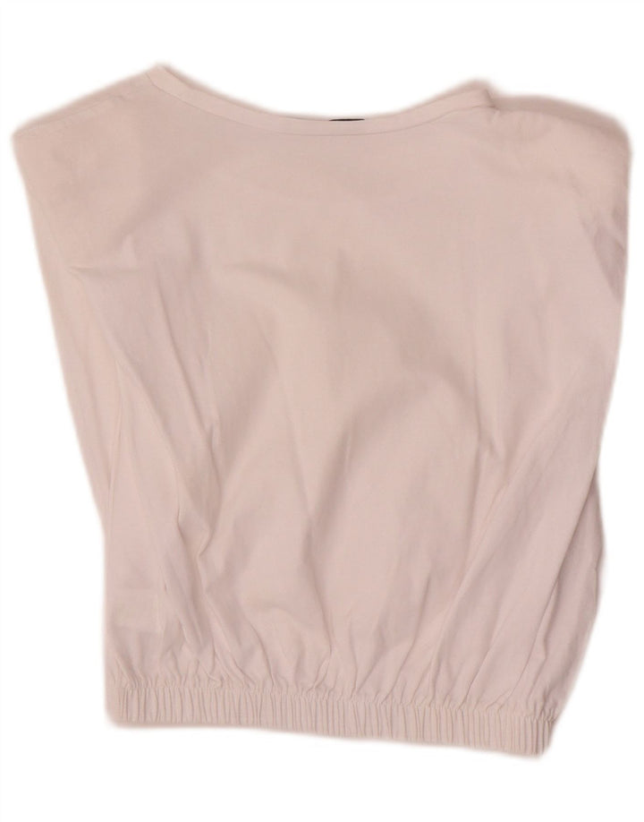 Zara Womens Crop Blouse Top UK 12 Coton Blanc Moyen