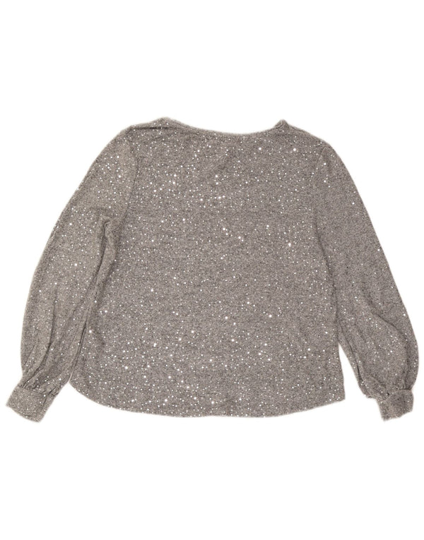 Oasis Chemisier à manches longues pour femme UK 46 Large Gris Viscose