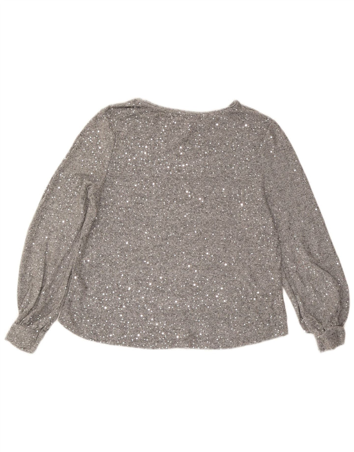 Oasis Chemisier à manches longues pour femme UK 46 Large Gris Viscose