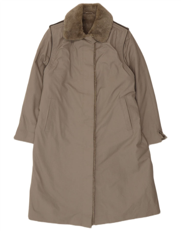 vintage Womens Sherpa Overcoat UK 16 Grand Gris Polyester