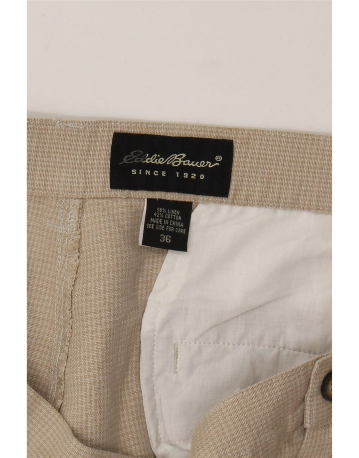 EDDIE BAUER Pantalon Chino Pegged Homme W36 L30 Lin Beige Pied-de-Poule