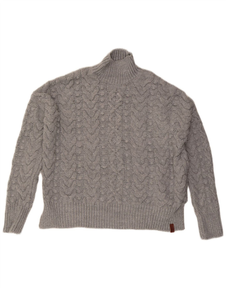 Superdry Pull surdimensionné à col roulé pour femme UK 14 Gris moyen