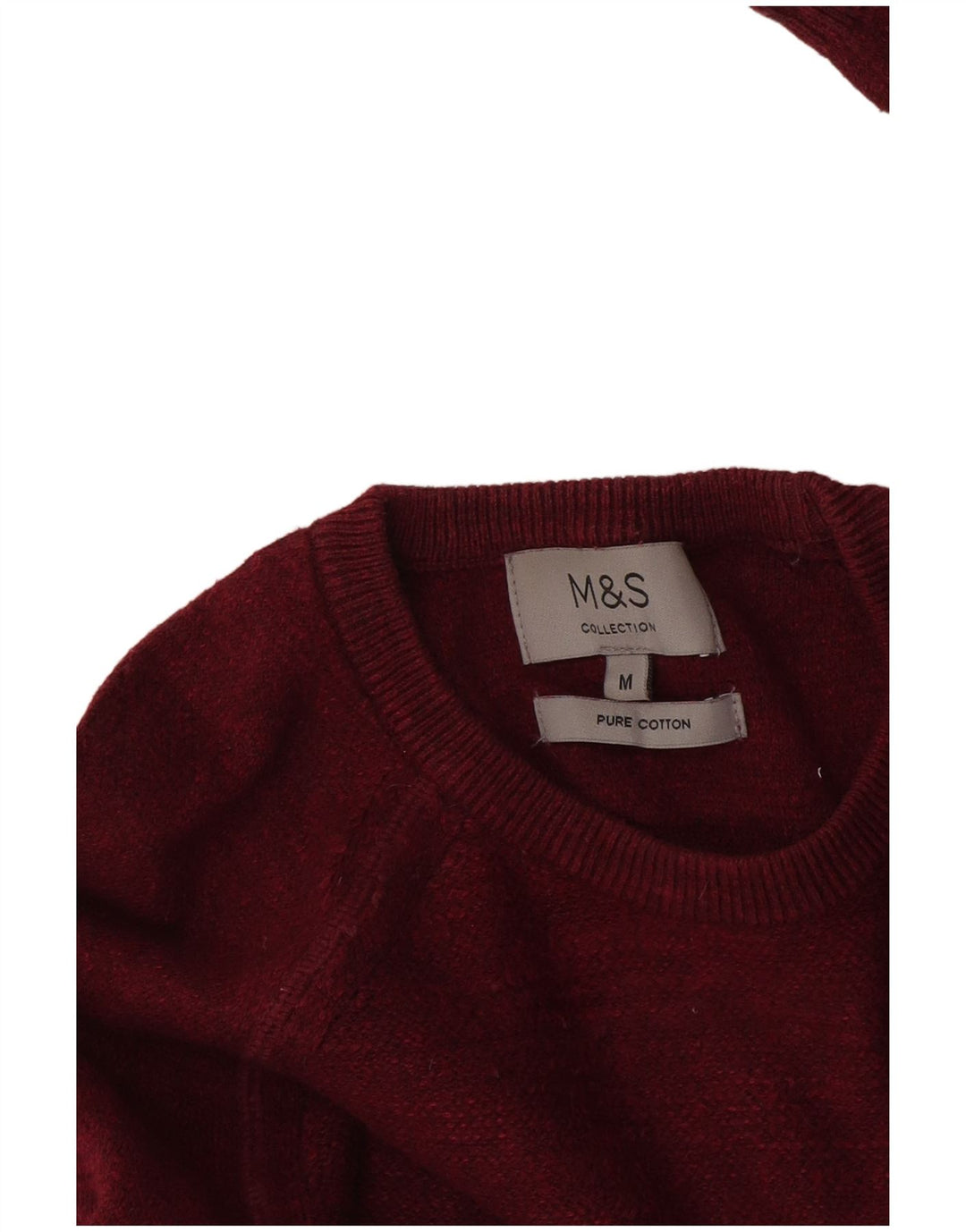 Marks & Spencer Pull à col rond pour homme en coton bordeaux moyen