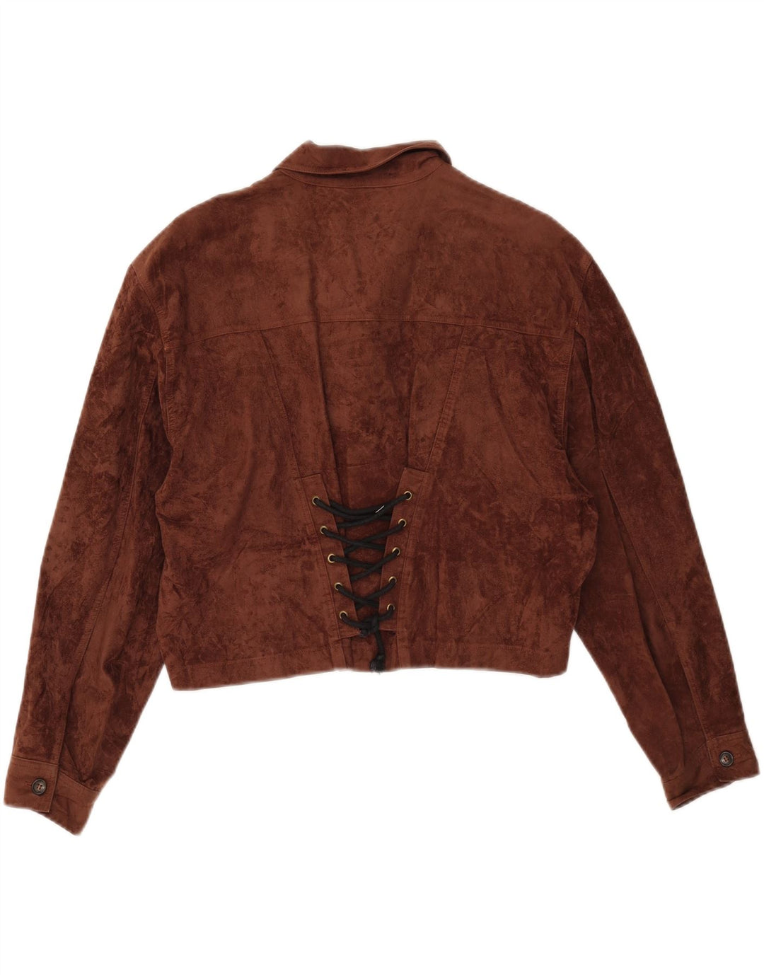 veste en daim crop femme vintage IT 50/52 XL Marron