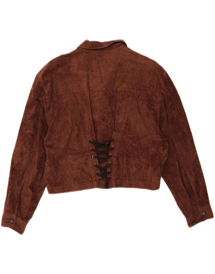 veste en daim crop femme vintage IT 50/52 XL Marron
