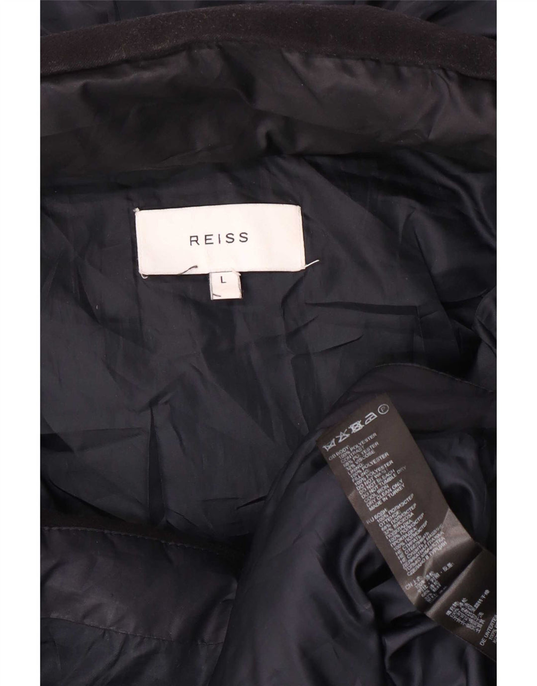 Reiss Veste matelassée à capuche pour homme UK 40 Large Bleu Marine Colorblock Polyester