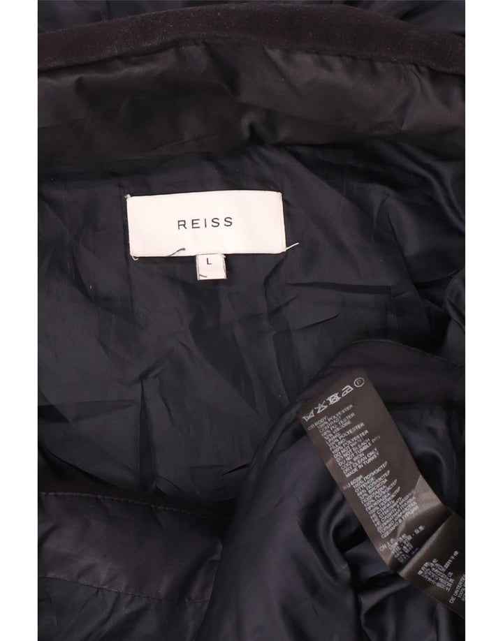 Reiss Veste matelassée à capuche pour homme UK 40 Large Bleu Marine Colorblock Polyester