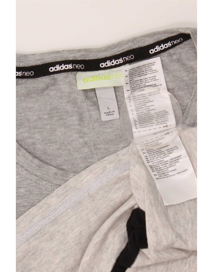 Adidas T-Shirt Homme Haut Grand Coton Rayé Gris