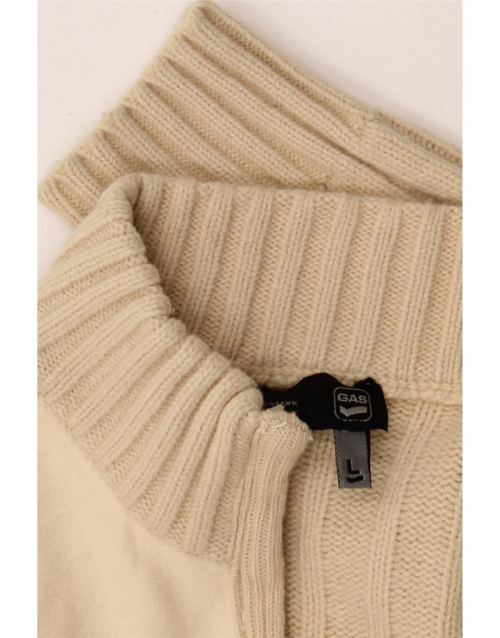 Gas Cardigan Femme Pull UK 16 Grande Laine Beige