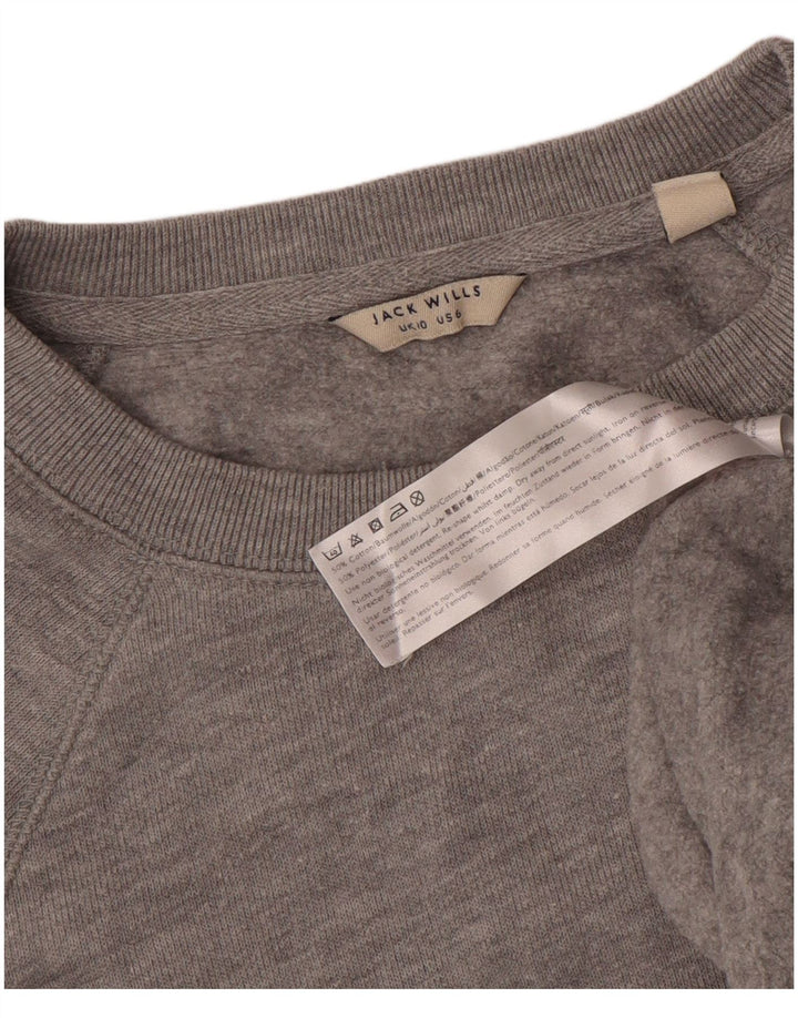 JACK WILLS Sweat-shirt pour femme UK 10 Petit coton moucheté gris