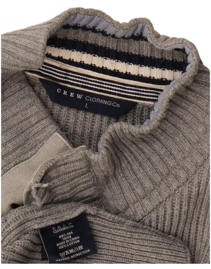 CREW CLOTHING Pull à col boutonné pour homme en coton gris Taille L