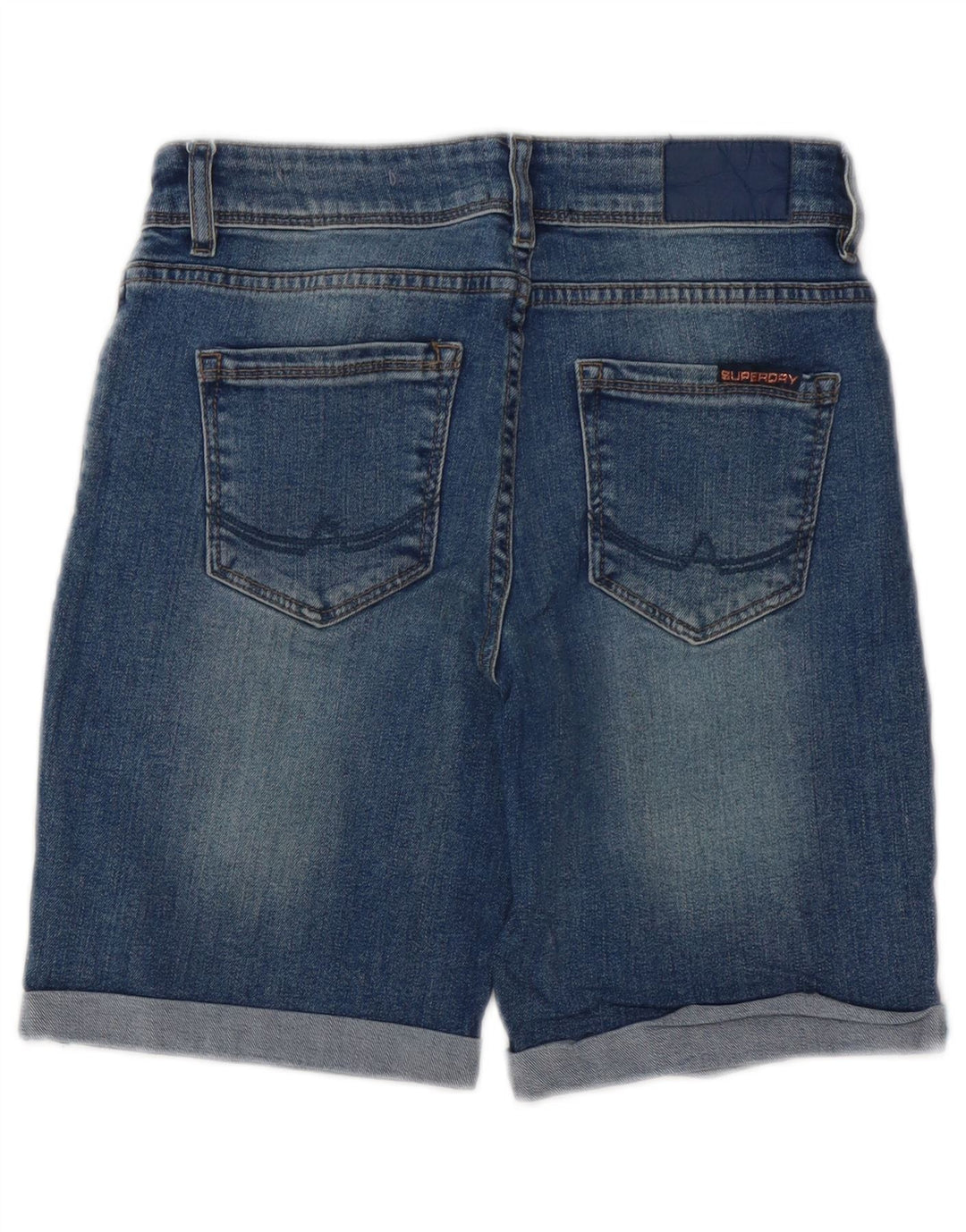 SUPERDRY Femme Bermuda Denim W26 Petit Bleu Coton