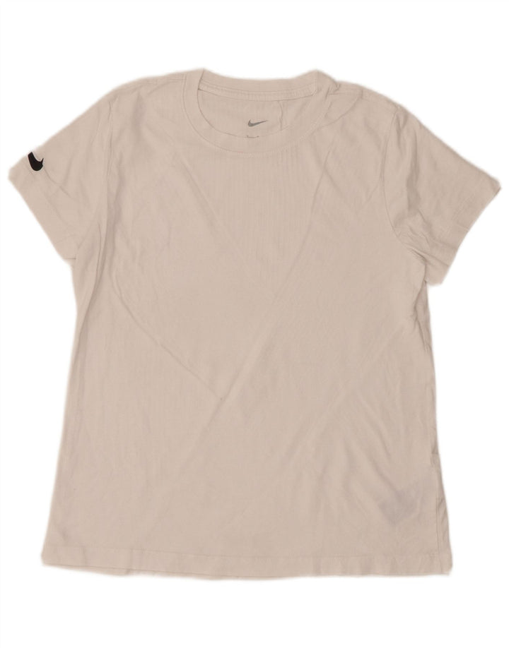 NIKE T-shirt pour femme UK 12 en coton blanc moyen