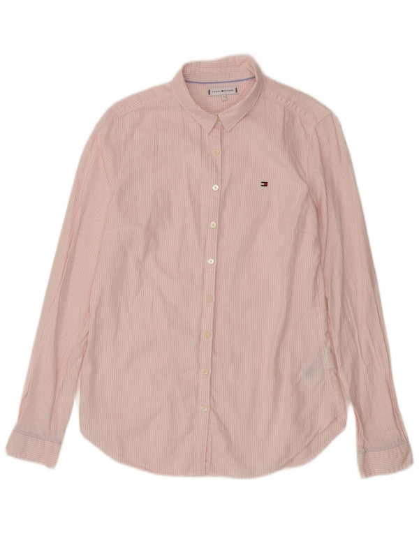 Tommy Hilfiger Chemise Femme US 8 Coton Rayé Rose Moyen