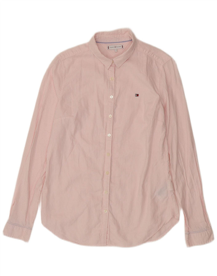 Tommy Hilfiger Chemise Femme US 8 Coton Rayé Rose Moyen