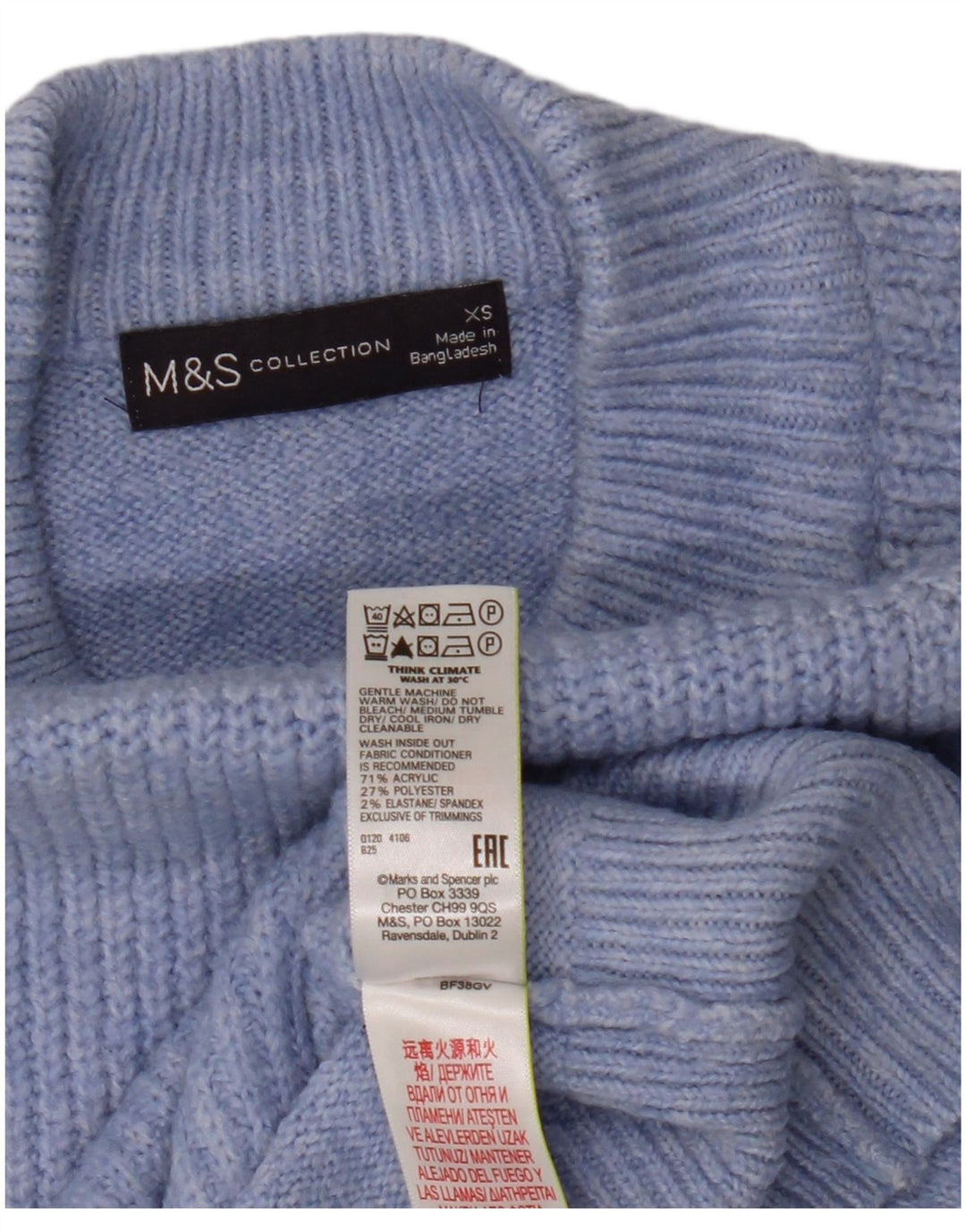 Marks & Spencer Pull surdimensionné à col roulé pour femme UK 6 XS Bleu