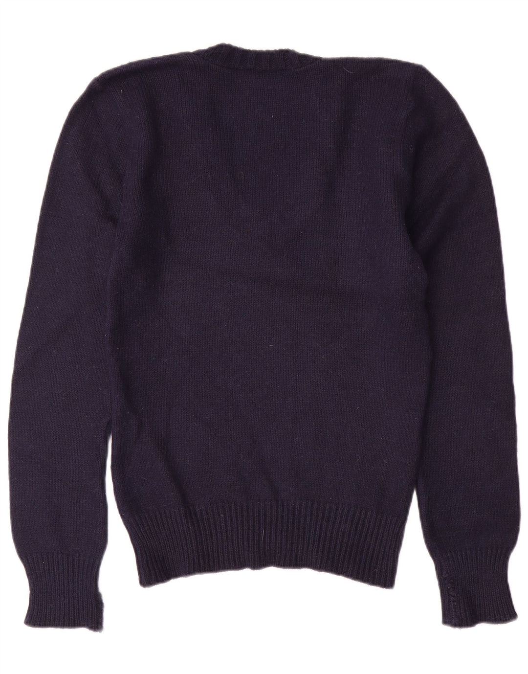 VINTAGE Pull col V femme UK 10 Petit Bleu Marine