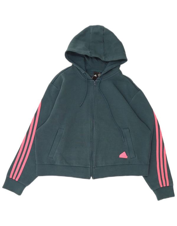Adidas Pull à capuche zippé pour femme Coupe décontractée UK 10 Petit Vert Sports
