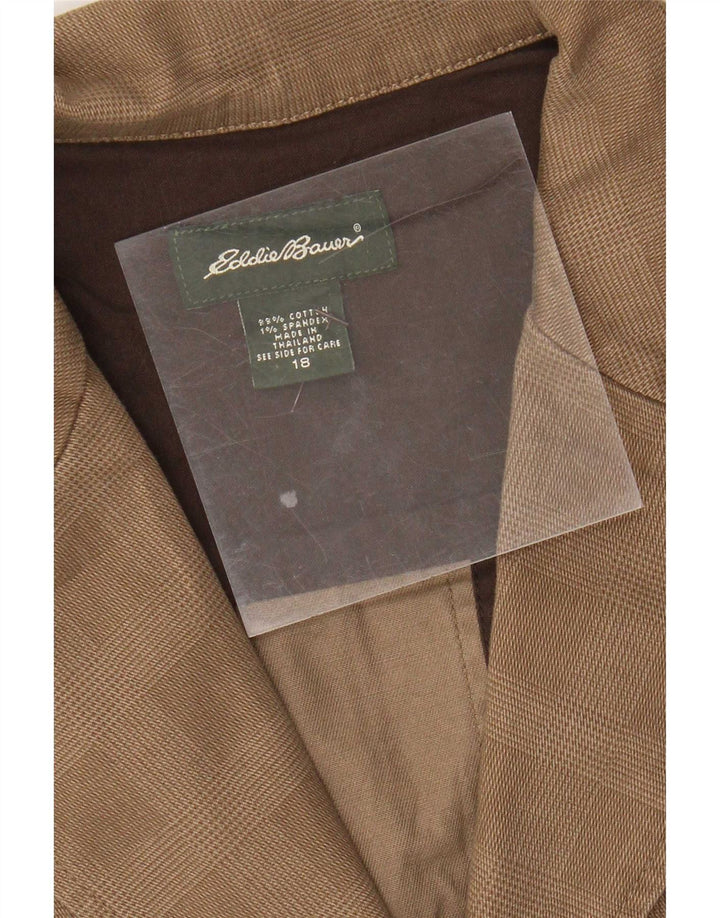 Eddie Bauer Veste blazer à 3 boutons pour femme US 18 XXL Coton à carreaux beige