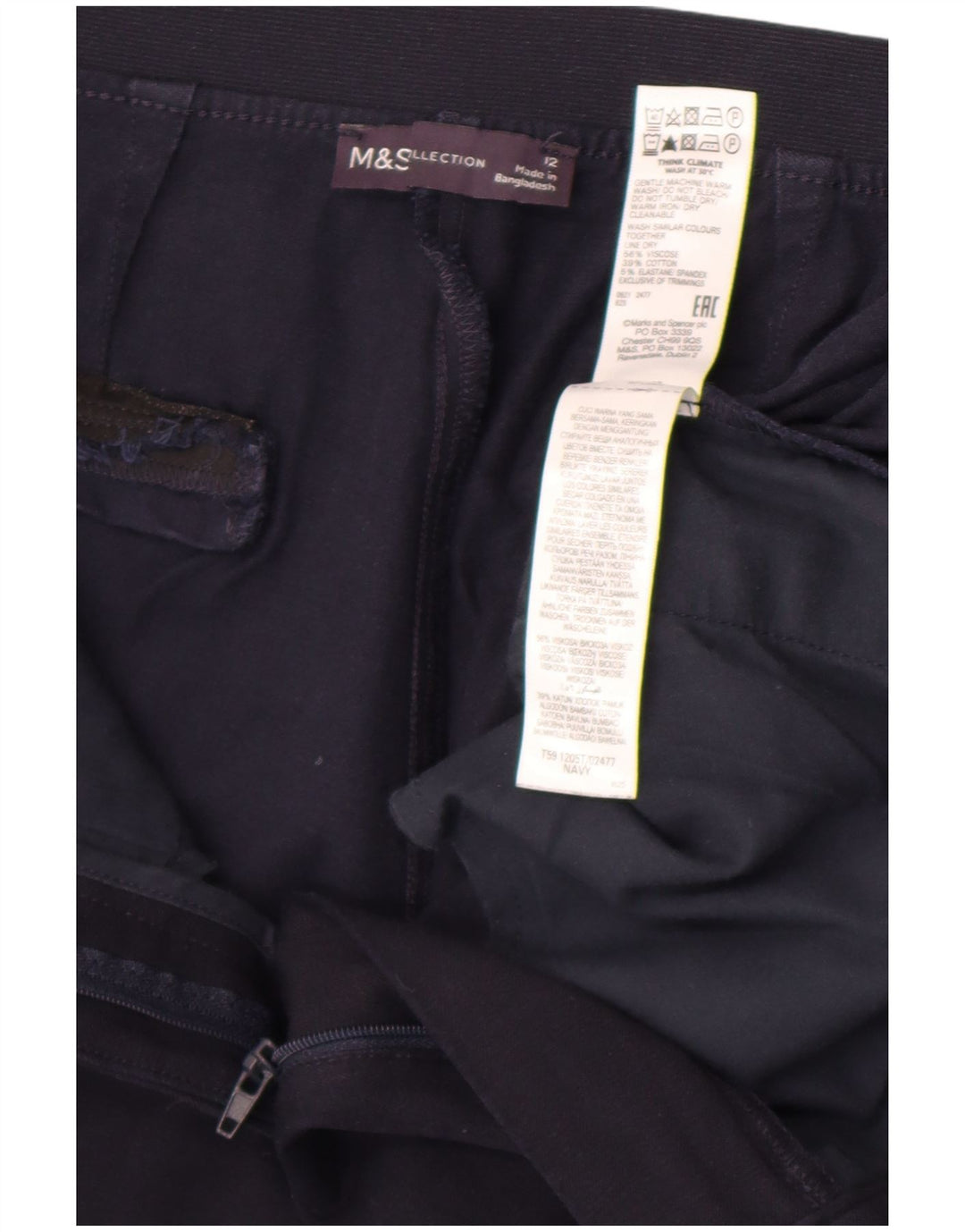 Marks & Spencer Pantalon de costume pour femme UK 12 Medium W30 L26 Bleu marine